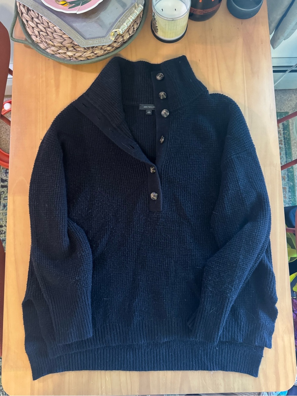 Black Button-Neck Sweater